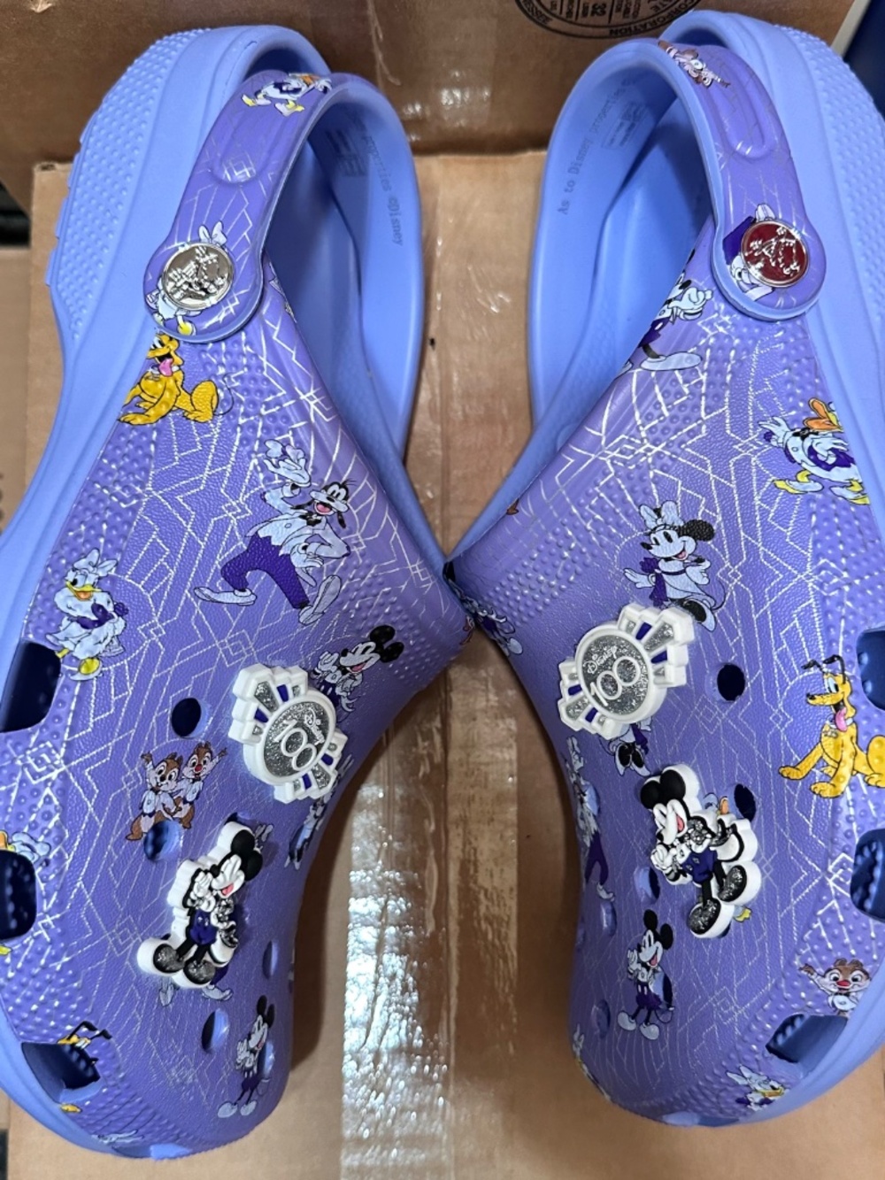 Disney 100th Anniversary Edition Crocs featuring a purple color and iconic Micke - Picture 2 of 4